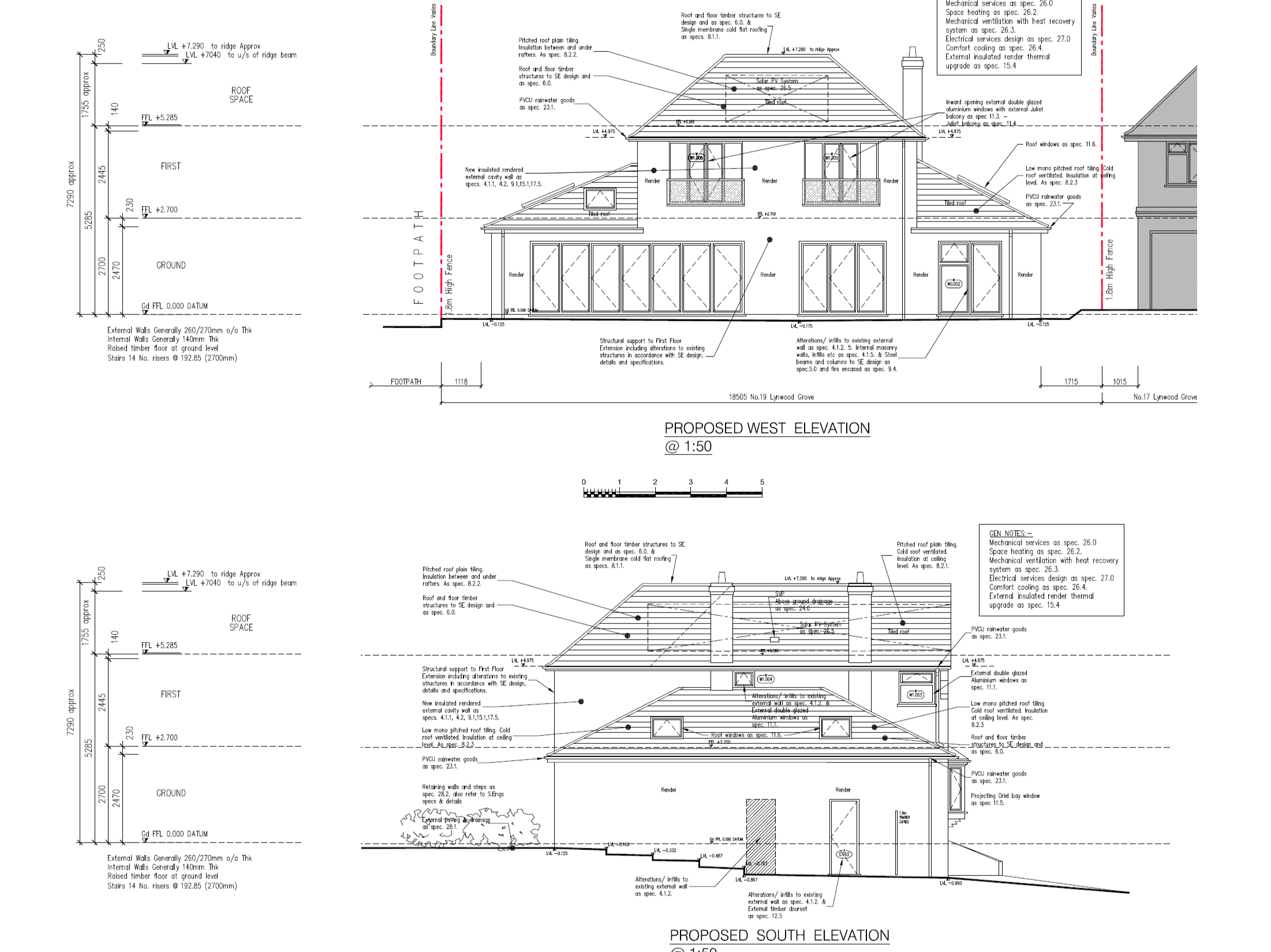 Design drawing — proposed west elevation